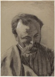 Autorretrato, c.1877 (giz preto realçado com giz branco, sobre papel cinzento)