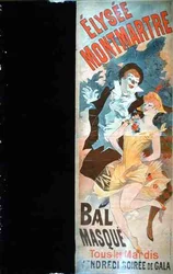 Anúncio para o "Baile de máscaras no Elysee Montmartre, Paris" (cor litho)