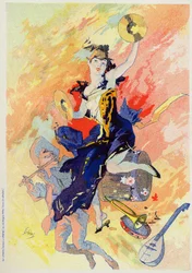 Arte. Entretenimento. A Música. Alegoria de Jules Cheret, França, c.1890 (cartaz)
