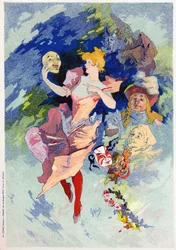 Arte. Entretenimento. A comédia. Alegoria de Jules Cheret, França, c.1890 (cartaz)