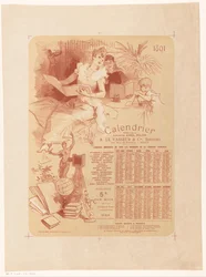 Calendário da livraria Abel Pilon e da editora A. Le Vasseur & Cie para o ano 1891