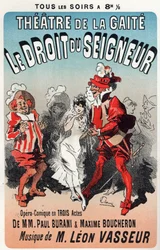 Música. Regra do Senhor, opereta de Leon Vasseur. Cartaz de Jules Cheret para o 1º espectáculo no Theatre de la Gaite, Paris, França.