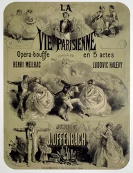 Cartaz para comida de ópera "La vie parisienne" de Jacques Offenbach (1819-1880)