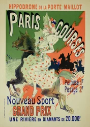 Reprodução de um cartaz publicitário "Paris Races", no Hipódromo Porte Maillot, Paris, 1890