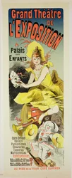 Reprodução de um cartaz anunciando o &39;Grande Teatro da Exposição&39;, Palais des Enfants, Paris, 1889