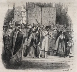Penitência de Raymond VI, conde de Toulouse - Em 22/06/1209 Raymond VI Conde de Toulouse, excomungado pelo Papa Inocêncio III (Milon legat du pope) por não perseguir os cátaros, acusado de ser o instigador do assassinato de Pierre de Castelnau, fez um