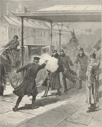 O assassinato do conde Mikhail Loris-Melikov. De Le Monde Illustré, 1880.