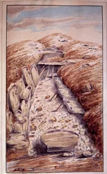 Pré-história: Anta de Etang-la-Ville (Yvelines), Aquarela de Jules Dumoutet (1815-1880)