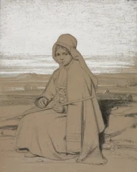 Uma pastora sentada