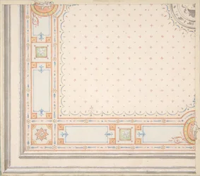 Desenho para um recto de tecto, meaurements com código de desenho verso, segunda metade do século XIX. Criadores: Jules-Edmond-Charles Lachaise, Eugène-Pierre Gourdet.