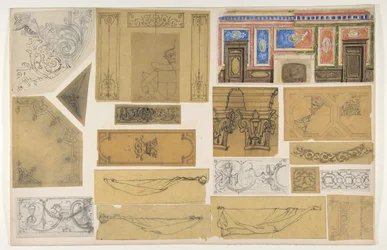 19 designs para a decoração pintada de interiores, 1830-97. Criadores: Jules-Edmond-Charles Lachaise, Eugène-Pierre Gourdet.