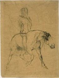 Estudo de um cavalo e cavaleiro