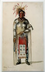 Índio da América: "Footprint of an Indian Chief of the Pawnee Ponca Tribe" Litografia de Jules Emile (Jules-Emile) Saintin (1829-1894) 1858 La Rochelle, Musee du Nouveau Monde
