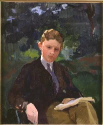 Retrato de Marcel Renoux com cerca de 13 ou 14 anos, lendo