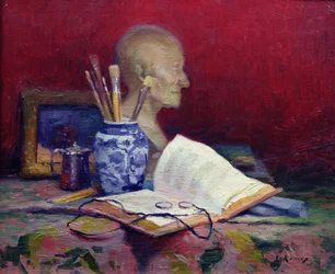 Ainda vida com cabeça de Voltaire