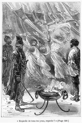 Olhe enquanto você pode, ilustração de &39;Michel Strogoff&39; por Jules Verne (1828-1905) gravado por Charles Barbant (d.1922) Paris, Hetzel