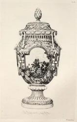 História da arte cerâmica: estudo descritivo e filosófico da olaria de todas as épocas e de todas as nações: França: Sèvres - porcelana macia - Vaso comemorativo da Batalha de Fontenoy (Prancha XI)