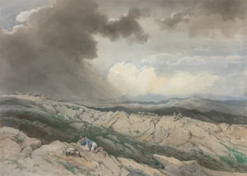 Paisagem com pastores, c.1869 (aguarela com guache, giz preto e grafite)