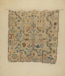Coverlet bordado, c. 1936.