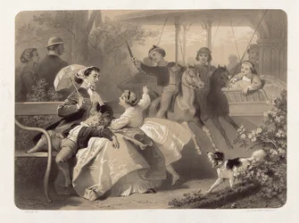 O carrossel em Saint-Cloud, gravado por Regnier, Bettanier e Anthony Morlon (1834-1914)