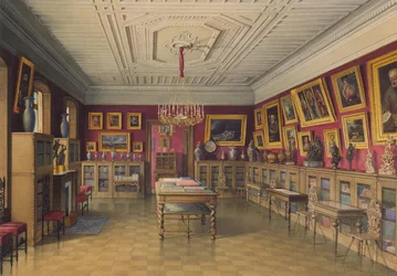 O Palácio Stroganov em São Petersburgo. Biblioteca, 1865