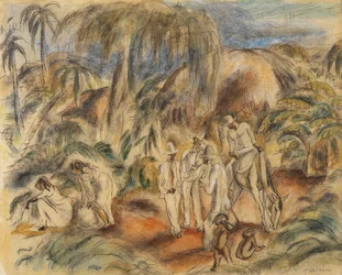 Figuras em uma paisagem tropical (wc no papel)