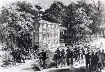 A Velocipede Race at Pre Catelan, c.1860-70 (gravura) (foto a p/b)