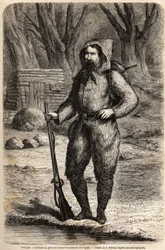 Retrato do Doutor Henri (Heinrich) Barth (1821-1865), explorador alemão, em traje de viagem. Desenho de Jules Pelcoq, para ilustrar a viagem de 1849-1855, ao centro de África, do Dr. Henri Barth. Gravura em "Le tour du monde, nouveau journal des vo