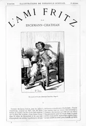 Fritz fumando o cachimbo - Frontispice de "O amigo Fritz", de Erckmann-Chatrian, doente. de Théophile Schuler