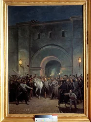 Delivrance dos prisioneiros de Mazas a 21 de Janeiro de 1871 Mazas era uma prisão perto de Lyon. Pintura de Jules Didier (1831-1892) e Jacques Guiaud (1811-1876)