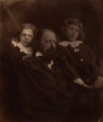 Alfred Tennyson com os seus filhos, 1865 (foto)