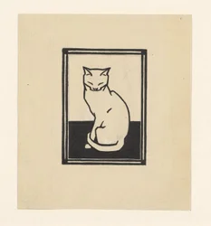 Gato sentado de olhos fechados