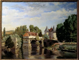 As ruínas da Ponte de Vernon. Pintura de Julien Devos (1846 - 1925)