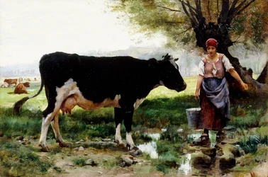 Uma Leiteira com sua vaca,