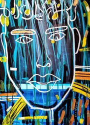 Rosto abstrato vibrante