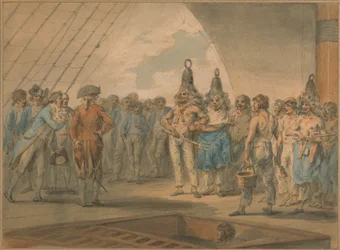 Cerimónia de travessia da linha a bordo do navio, "Vestal".