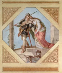 Siegfried e Brunhilde, ilustração de Os Niebelungen de Richard Wagner (1813-83)