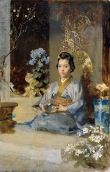 Mulher japonesa em um quarto
