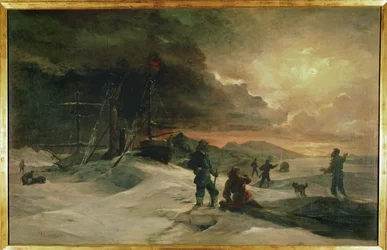 Dois oficiais austríacos, Julius von Payer e Karl Weyprecht ... (pintura sobre tela)
