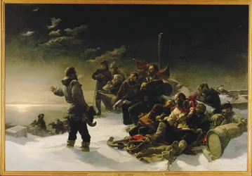 Dois oficiais austríacos, Julius von Payer e Karl Weyprecht ... (pintura sobre tela)