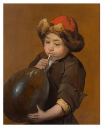 Rapaz a esvaziar uma bexiga, c.1645-85 (óleo sobre tela)