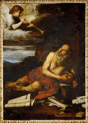 São Jerónimo com o Anjo do Juízo Final (pintura sobre tela)