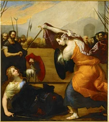 O Duelo de Isabel de Carazzi e Diambra de Pottinella ... (pintura sobre tela)