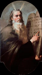 Moise O profeta é um representante que segura as Távolas da Lei. Pintura de Jusepe de Ribera detto lo Spagnoletto (1591-1652) 1638 Dim. 168x97 cm Nápoles, Museo di San Martino