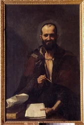 Representação de Archimede (ca. 287-212 BC) Pintura de Jusepe de Ribera dit Lo Spagnoletto (ca. 1590-1652) Sol do século XVII. 125x81 cm Madrid, Museu do Prado