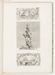 Painel Ornamental com Fonte de Concha ladeado por Guirlandas e Volutas, pl. 22 na Oeuvre de Juste-Aurèle