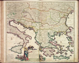Atlas de Justus Danckers: Hungria e Grécia, c.1688 (gravura a cores)