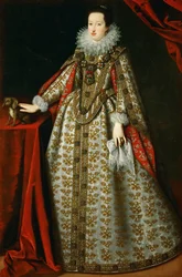 Eleoonore de Gonzague (ou de Mantoue) - Retrato de Eleonora Gonzaga (1598-1655), em seu vestido de noiva - Justus (Giusto, Joost) Sustermans (1597-1681). Óleo sobre tela