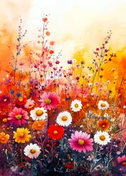 Campo de flores silvestres coloridas