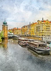 Barcos históricos do rio de Praga